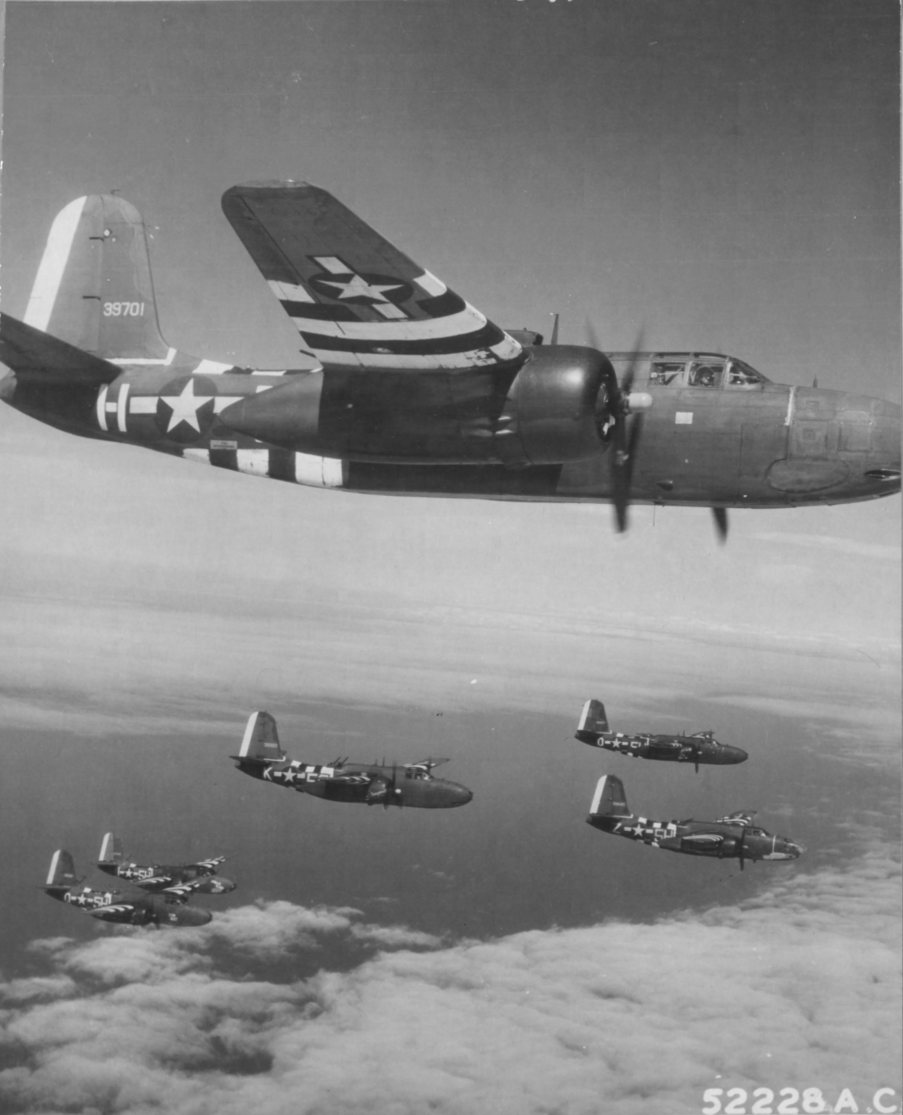A-20s Over Le Havre, France